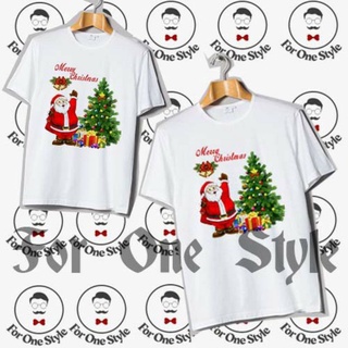 เสื้อยืดผ้าฝ้ายพิมพ์ลาย เสื้อยืด พิมพ์ลาย MERRY CHRISTMAS SANTA CLAUS แฟชั่นสําหรับครอบครัว