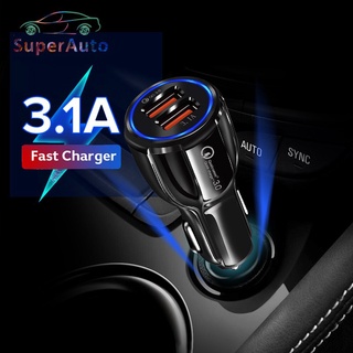SuperAuto 3.1A Dual Usb อุปกรณ์ชาร์จ 2 พอร์ต Qc 3.0 สําหรับชาร์จโทรศัพท์มือถือในรถยนต์