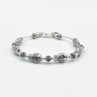 DSP สร้อยข้อมือเงินแท้ร้อยชาร์มปลา ดอกไม้ สร้อยข้อมือปลา เงินแท้ 925 : 925 Sterling Silver Charm Bracelet [CFS0001]