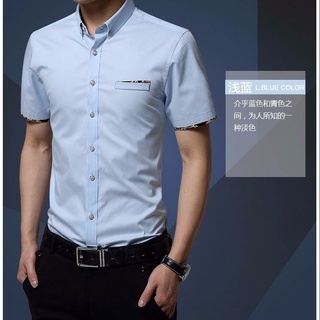 ™One Piece/สองชิ้นชายบางฤดูร้อนแขนสั้นเสื้อ Slim-fit Anti-Wrinkle Non-Iron ธุรกิจเสื้อลำลองสำหรับชาย