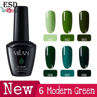 สีทาเล็บเจล Milan สีเขียวใหม่ Modern green  ขนาด 15 ml สีทาเล็บเจล  ได้รับมาตราฐาน SGS/MSDS  + เก็บปลายทาง