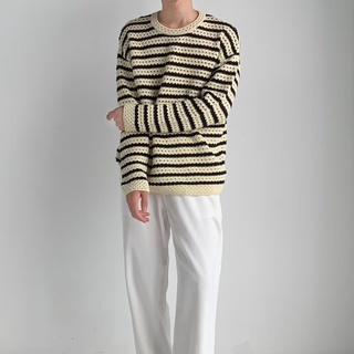 【 S-2xl 】เสื้อกันหนาว ลายทาง คุณภาพสูง แฟชั่นฤดูใบไม้ร่วง สําหรับผู้ชาย