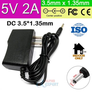 อะแดปเตอร์ DC  5V 2A ( 2000mA ) หัวขนาด  3.5x1.35mm สายยาว 1m สำหรับ อุปกรณ์อิเล็กทรอนิกส์ ที่ต้องใช้ไฟ 5V ( 500-2000mA)