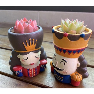 พร้อมส่ง! กระถาง King🤴, Queen 👸 และ Soldier รูปแบบที่น่ารัก​สดใส Stoneware​ สโตนแวร์​ที่สร้างสรรค์