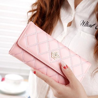 Fin 1 กระเป๋าเงินใบยาว กระเป๋าโทรศัพท์ Long Wallet Purse 2134 สีชมพู