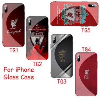 เคสกระจกนิรภัย ขอบนิ่ม ลายโลโก้ Liverpool Club RCZ57 สําหรับ Apple iPhone 8 7 6 6S Plus