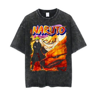 เสื้อยืด ขนาดใหญ่ พิมพ์ลาย Psycho Crucify Naruto Uzumaki | หินล้างทําความสะอาด | เสื้อยืด ลายการ์ตูนอนิเมะ | นารูโตะ | เ