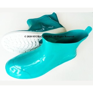 สินค้า รองเท้าบูทยาง PVC สีเขียว ยี่ห้อ BL. รุ่น 8100 พื้นสีขาวกันลื่น