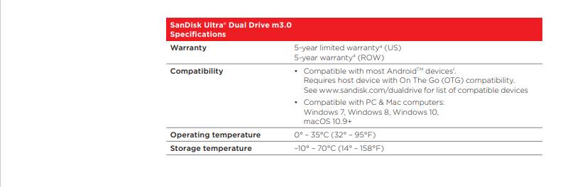 ข้อมูลเกี่ยวกับ SanDisk Ultra Dual Drive m3.0 16GB (SDDD3_016G_G46) แฟลชไดร์ฟ สำหรับ สมาร์ทโฟน และ แท็บเล็ต Android