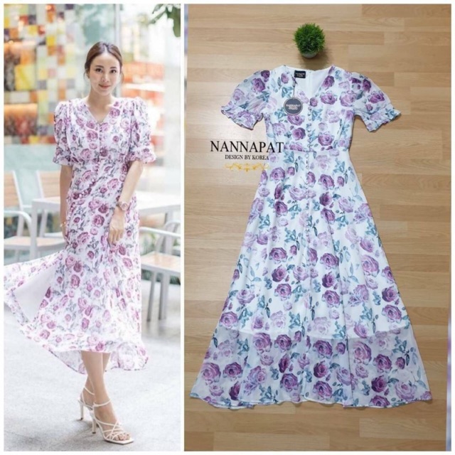 เดรสกุหลาบม่วงป้าย-nannapat