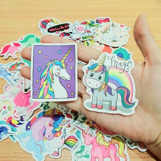 สติ๊กเกอร์ Unicorn Pony ม้าโพนี่ ยูนิคอร์น ติดแน่น กันน้ำ ติดกระเป๋าเดินทาง (50 ชิ้น) sticker