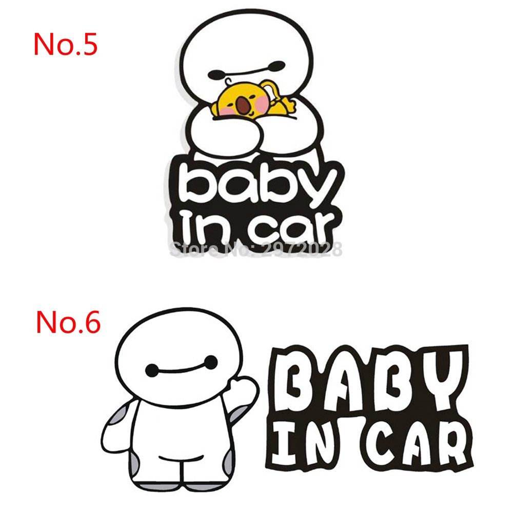 สติกเกอร์ไวนิล-ลายการ์ตูน-และข้อความ-baby-in-car-สำหรับตกแต่งรถยนต์