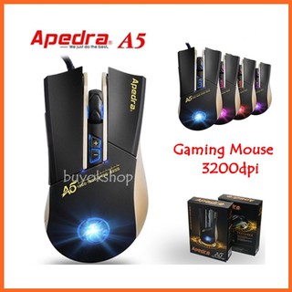 เมาส์เกมมิ่ง เมาส์มาโคร Apedra iMICE A5 Gaming Mouse 3200dpi High Precision LED four color light USB 7 Buttons.