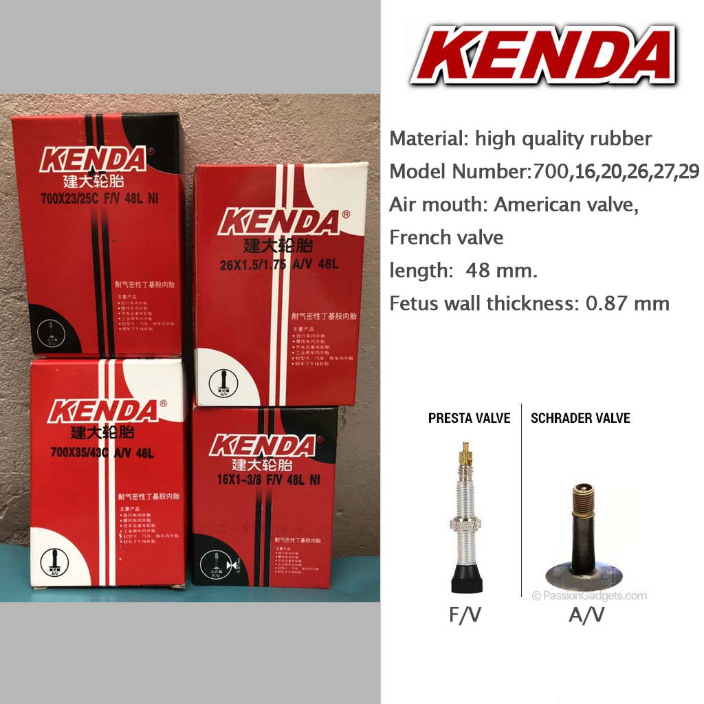 ยางในจักรยานเสือภูเขา-ไฮบริด-kenda-26x1-9-2-125-f-v-a-v-48-mm