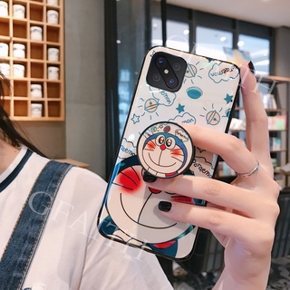 เคสโทรศัพท์ OPPO Reno4 Z 5G 2020 New Casing Cute Doraemon Softcase With Stand Holder Case Blu-ray Shiny Cartoon Couple IMD Phone Cover เคส OPPO Reno 4Z 5G