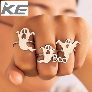 Geometric Rings Frosty Metal Funny Ghost Halloween Fun Rings Set of 3 for girls for women low