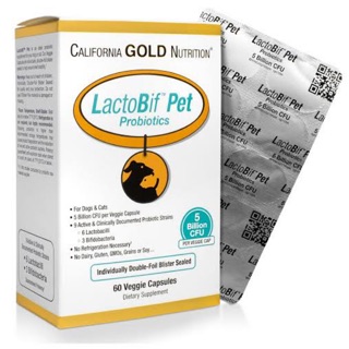 LactoBif Pet Probiotics(สำหรับสัตว์เลี้ยง)5 Billion CFU, 60 Veggie Capsules