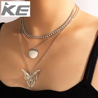 Popular accessories Butterfly hollow three-necklace Geometric disc multi-necklace for girls fo