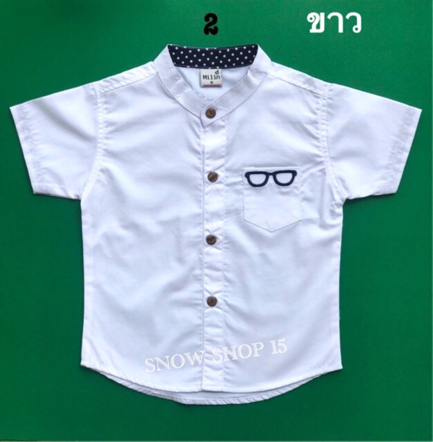 ภาพสินค้าเสื้อเชิ้ตเด็กแขนสั้น คอจีนปักแว่นตา(S,M,L,XL,XxL)5เดือนถึง8ขวบ จากร้าน snowshop15 บน Shopee ภาพที่ 2