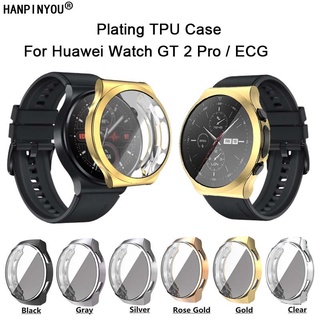 ภาพหน้าปกสินค้าFull Cover Colorful Soft Silicone TPU Plating Watch Case For Huawei Watch GT 2 Pro / ECG Bracelet SmartWatch Protective Bumper Screen Protector Shell ที่เกี่ยวข้อง