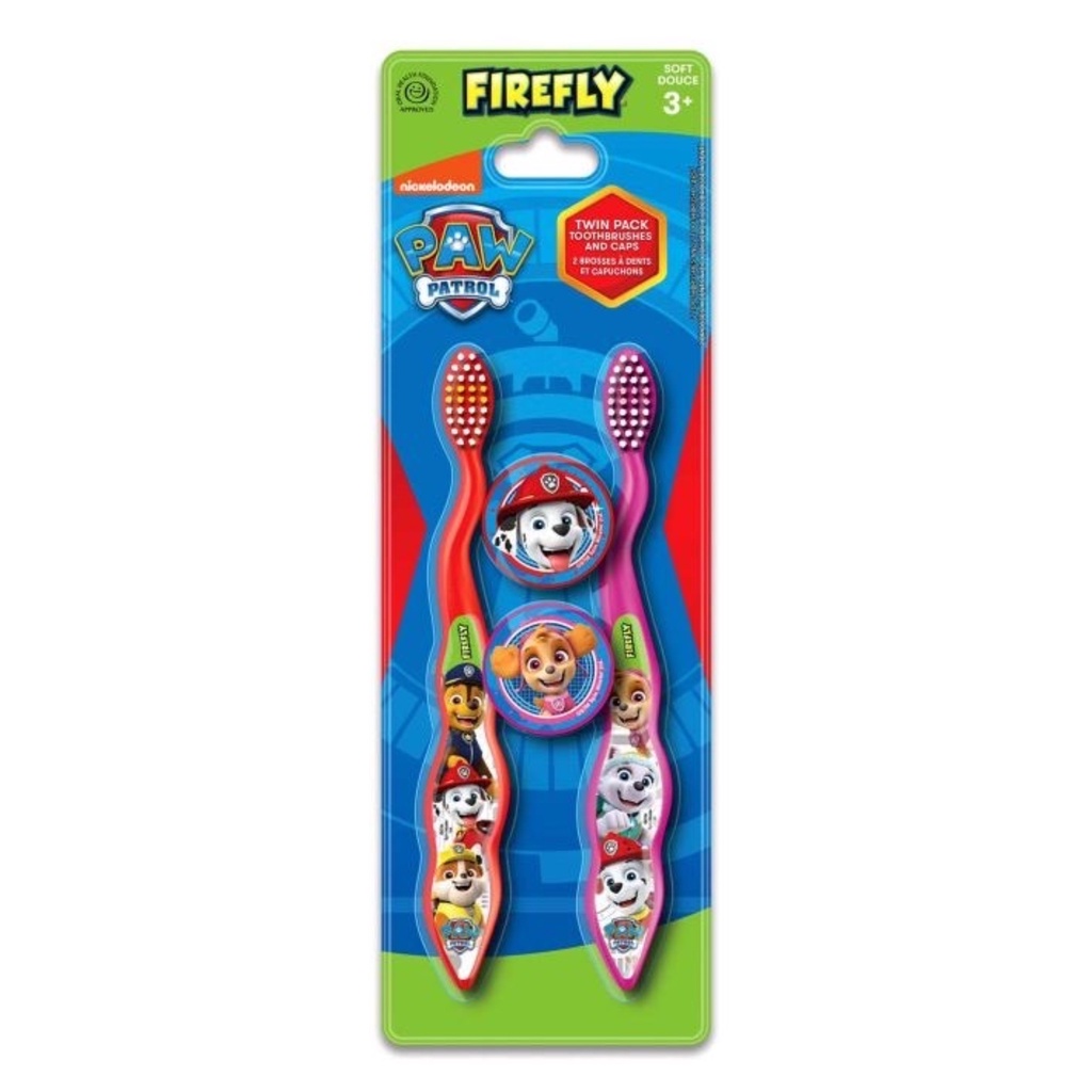 พร้อมส่ง-แปรงสีฟันสำหรับเด็กพร้อมฝาครอบ-firefly-twin-pack-toothbrushes-with-caps-toothbrush
