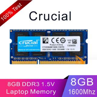[พร้อมส่ง] Crucial Crucial แรมหน่วยความจําแล็ปท็อป โน้ตบุ๊ก 8GB 2Rx8 PC3-12800S DDR3-1600Mhz SODIMM 1.5V 204Pin