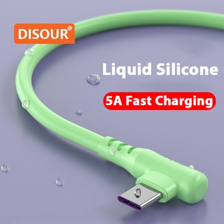 Disour สายชาร์จซิลิโคนเหลว 5A สําหรับ Micro Type-C สายชาร์จข้อมูล USB คุณภาพสูง