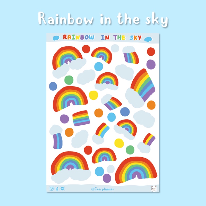 Cea | sticker | Rainbow in the sky สายรุ้ง สติกเกอร์ไดคัท กันน้ำ A6 ...