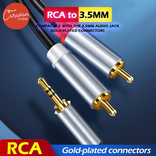 Caravan Crew RCA to 3.5mm สายลำโพง 3.5mm Jack Male to 2 RCA Cotton Braided Aux Cable for Home Theater Speaker
