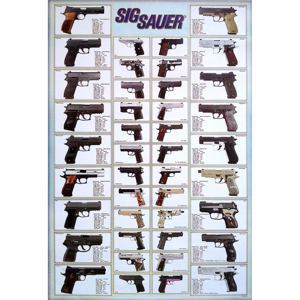 โปสเตอร์-ปืน-ซิก-ซาวเออร์-sig-sauer-revolvers-poster-24-x35-inch-american-classic-revolvers-pistols-41-models