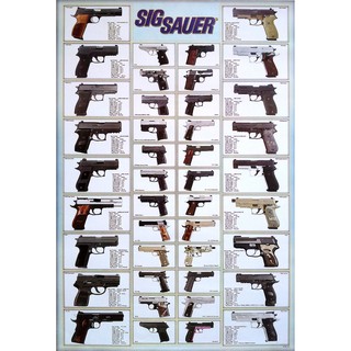 โปสเตอร์ ปืน ซิก ซาวเออร์ SIG SAUER REVOLVERS POSTER 24"x35" Inch AMERICAN CLASSIC REVOLVERS PISTOLS 41 Models