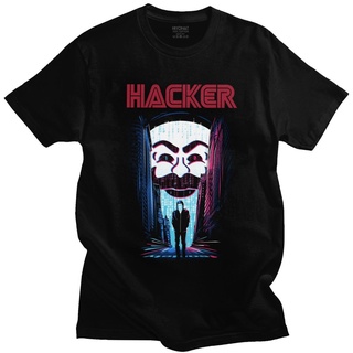 เสื้อยืดสีขาวFashion Mr Robot FSociety T Shirt Men Short Sleeve Cotton Hacker Group T-shirt Mr. Robot F Society Tee Top