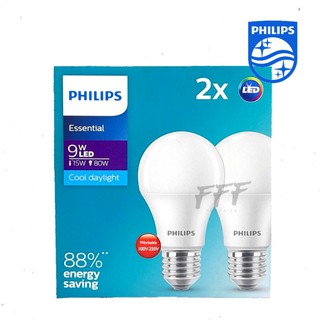 ภาพหน้าปกสินค้า[PHILIPS แพ็คคู่สุดคุ้ม] หลอดไฟ PHILIPS LED bulb Essential 9W E27 Daylight แพ็ค 2 หลอด ที่เกี่ยวข้อง