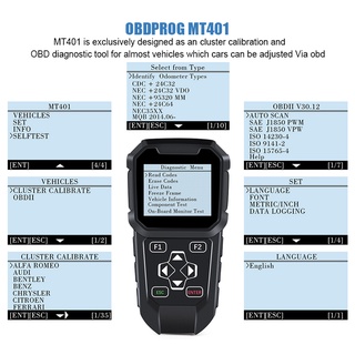 Obd เครื่องมือวิเคราะห์คลัสเตอร์ OBD2 OBDPROG MT401 2 คลัสเตอร์