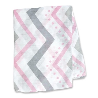 Lulujo ผ้าอ้อมมัสลินคอตตอน Bamboo Muslin Swaddle - Pink Chevron