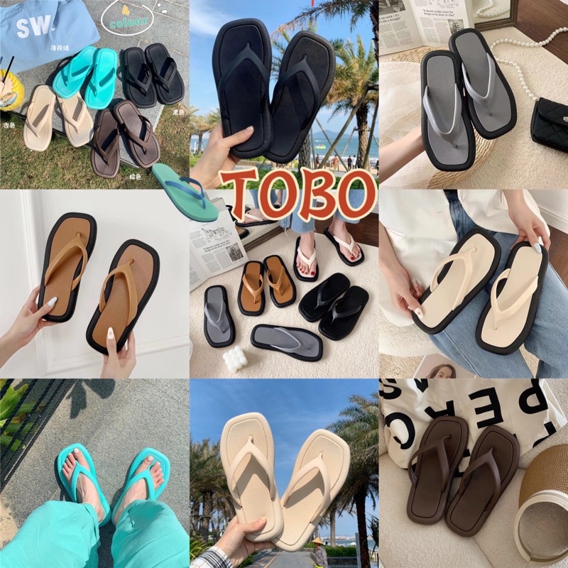 รูปภาพสินค้าแรกของพร้อมส่ง TOBO-แท้ size36-41รองเท้าแตะหูหนีบ สีสันน่ารัก ใส่สบาย นุ่มเท้า