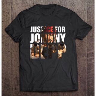 Tshirtคอลูกเรือcrew neckเสื้อยืด พิมพ์ลาย The World Justice For Johnny Depp สําหรับผู้ชาย-4XL