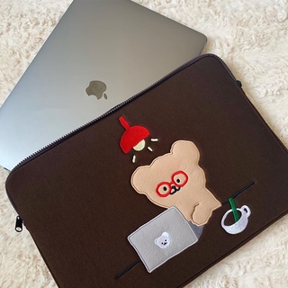 กระเป๋าใส่แล็ปท็อป ป้องกันรอย ลายหมีน่ารัก สไตล์เกาหลี เหมาะกับผู้หญิง สําหรับ iPad 15 13 11 นิ้ว