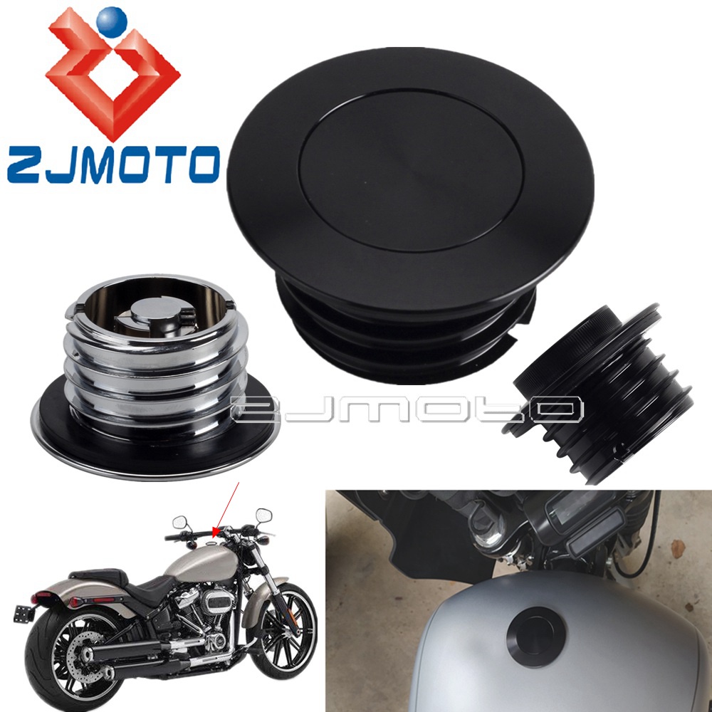 Motorcycle Vented LowProfile Gas Oil Tank Cover CNC Popup Flush Mount