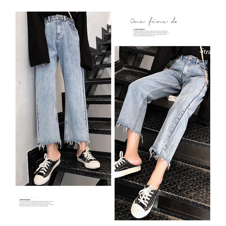 ภาพสินค้ายีนส์ขายาว กางเกงยีนส์ขายาว เอวสูง ทรงตรง พับขา สียีนส์อ่อน แฟชั่นเกาหลีผู้หญิงวัยรุ่น Fashion jeans high waist straight จากร้าน trendyjeans บน Shopee ภาพที่ 7