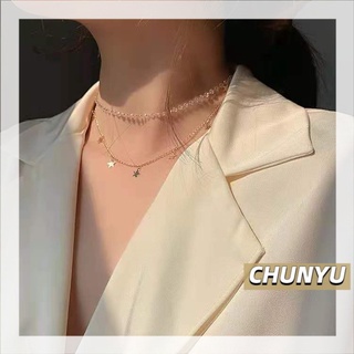 สินค้า CHUNYU เครื่องประดับ สร้อยคอ โช้คเกอร์สั้น พร้อมจี้รูปดาว สำหรับสตร 144