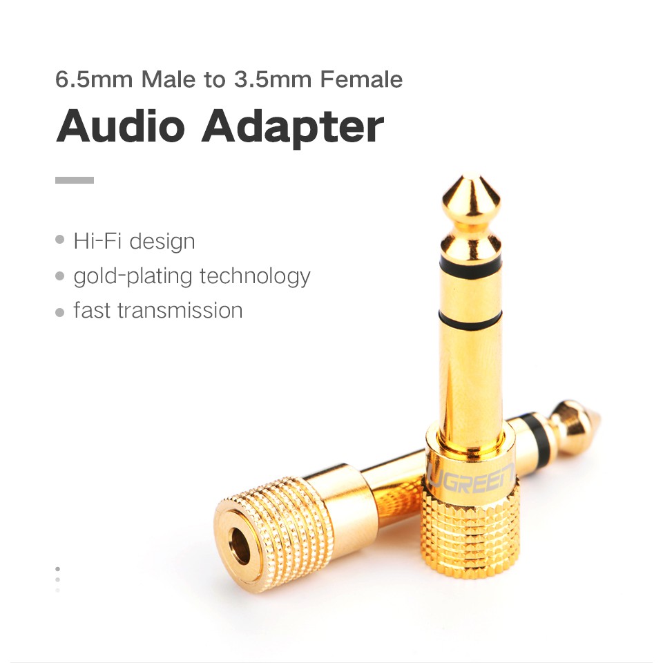 ภาพหน้าปกสินค้าUgreen (20503) 6.5mmMale plug to 3.5mm Female Jack Stereo Headphone Headset Audio Adapter Plug for Microphone