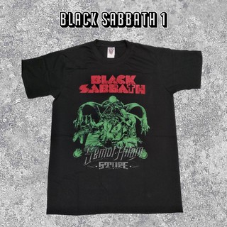 เสื้อยืดผ้าฝ้ายCOTTON เสื้อยืด พิมพ์ลายวงดนตรี BLACK SABBATH HEAVEN AND HELL PARANOID REBEL ของแท้S-5XL