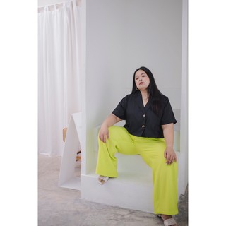 เสื้อ 2xlCurveG - Plus size clothing: Wide leg pants สีเขียวนีออน