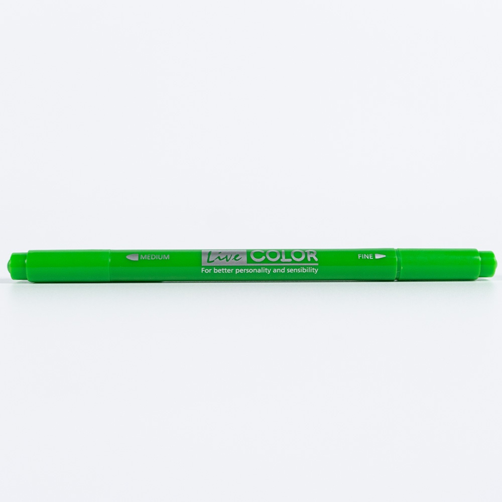 monami-live-color-15-light-green-ปากกาสีน้ำ-ชนิด-2-หัว-สีเขียวอ่อน-ของแท้
