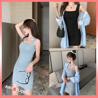 Mini Dress   ชุดเดรสกระโปรงสั้น  ชุดเดรสแขนกุดกระโปรงสั้น ชุดเดรสเข้ารูปสีดำ  ชุดเดรสไสตล์เกากลี ชุดเดรสคอเหลี่ยม