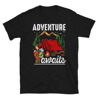 [S-5XL] ลดกระหน่ํา เสื้อยืดคลาสสิก ลาย Adventure Tent Fire สไตล์วินเทจ สําหรับตั้งแคมป์ OMndmb41EFmnff48