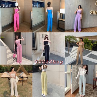 Cicishop(9980/991)ชุดเช็ต 2 ชิ้น เกาะอก+กางเกงขายาว ผ้าอัดพลีท เก๋ๆ สีสวยมาก ใส่แล้วสวยหรู ดูสูงเพรียวเลย