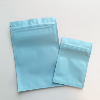 ถุงซิปล็อค ถุงฟอยด์ ก้นแบน สีฟ้าทึบ เนื้อด้าน ตั้งไม่ได้ (100 ใบ)