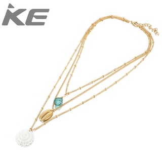 Necklace White Flower Shell Three Necklace Necklace Emerald Pendant Sweater Chain Women for gi